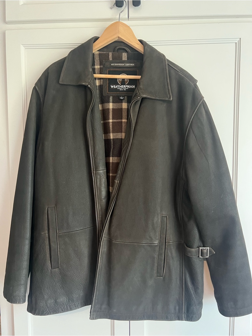 Weatherproof Men's Dark Brown Leather Military Field Jacket